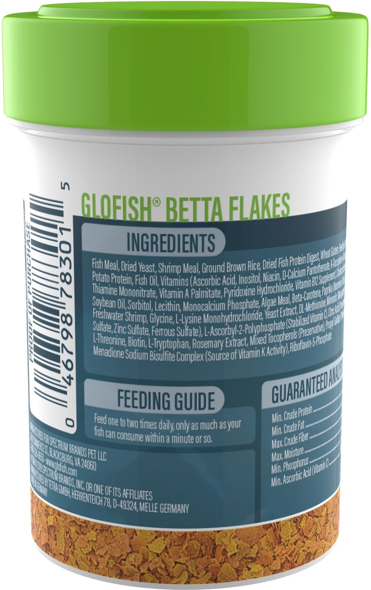 GloFish Betta Flakes Fish Food， 0.71-oz pouch