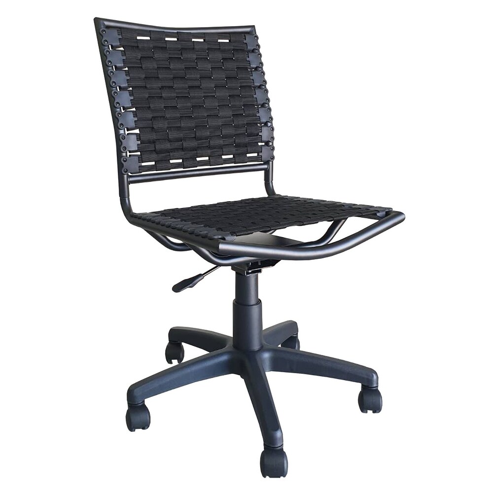 Woven Desk Chair Armless Office Chair Swivel Adjustable Vanity Chair