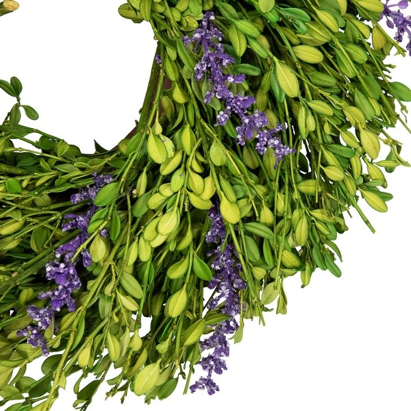 Purple Lavender and Green Foliage Artificial Spring Wreath 11 Unlit