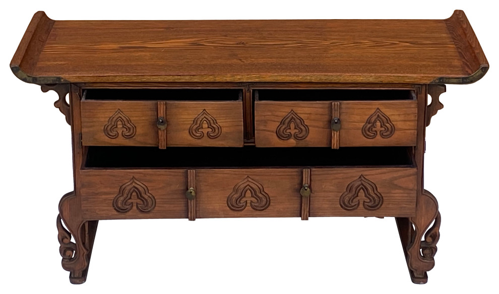 Oriental Asian Point Edge Chest of 3 Drawers Low Table Cabinet Hcs7294   Asian   Accent Chests And Cabinets   by Golden Lotus Antiques  Houzz