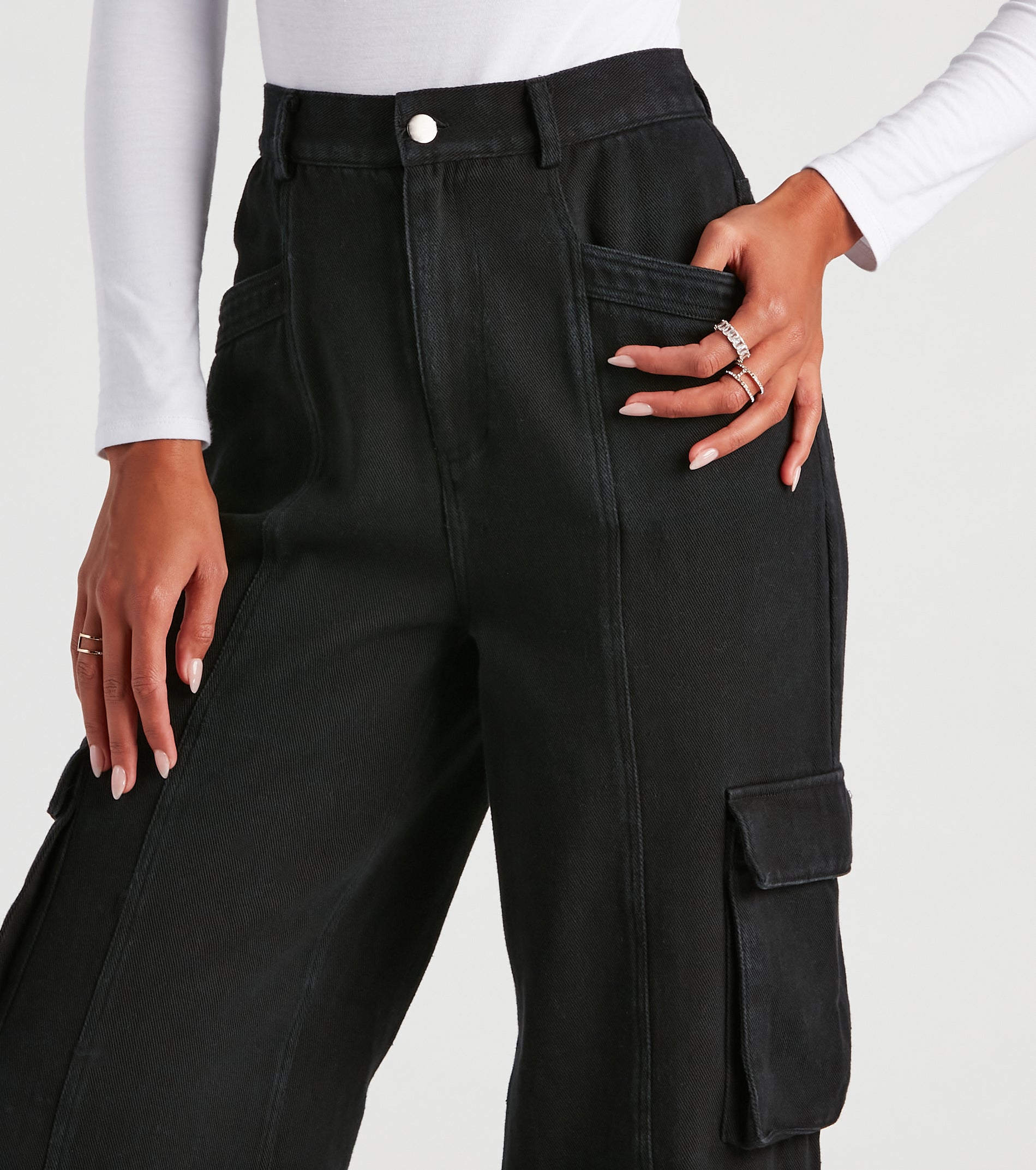 Cool In Cargo Wide Leg Denim Pants