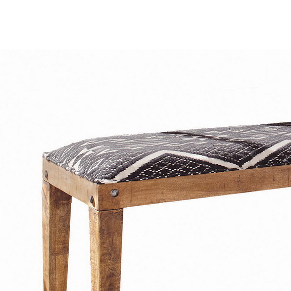 Benjara BM206488 Fabric Upholstered Wooden Bench w...