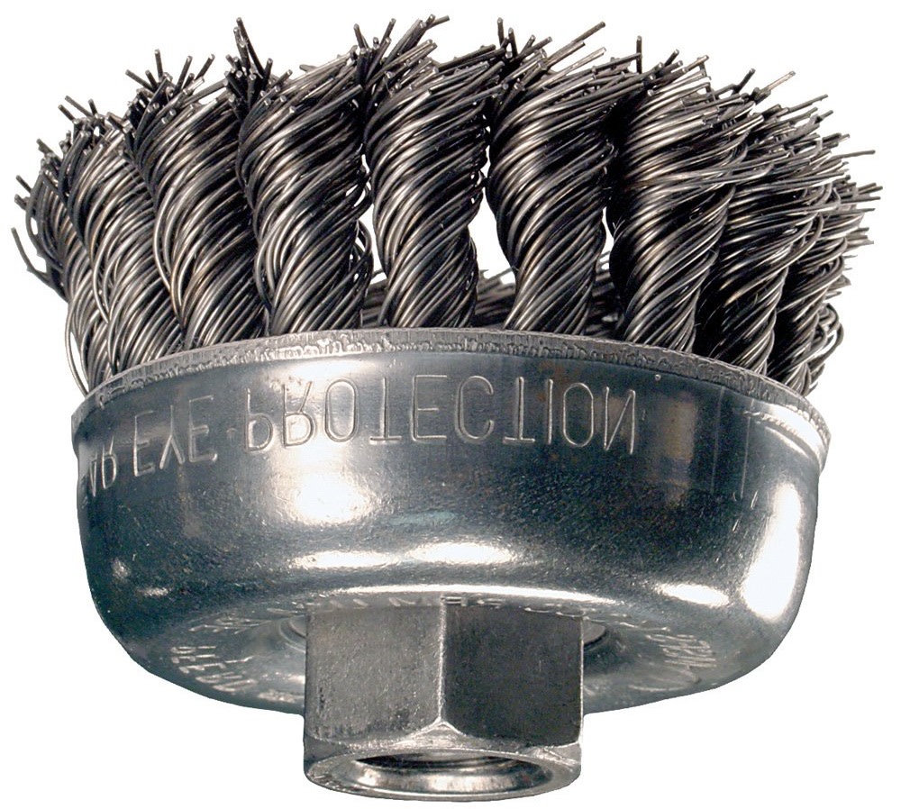 2-3/4 Knot Wire Cup Brush ; .020 CS Wire， 5/8-11 Thread (ext.)