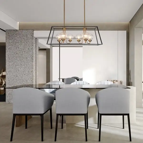 Modern Glam 6-Light Black Gold Geometric Chandelier Kitchen Island Lights - 33