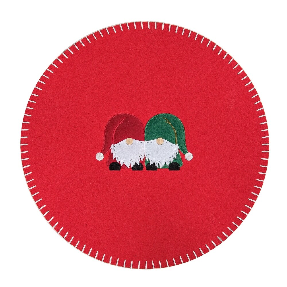 Naughty / Nice Gnome Felt Round Placemat   red