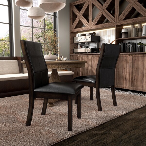 Tornillo Modern Black Faux Leather Dining Chairs (Set of 2) by Furniture of America