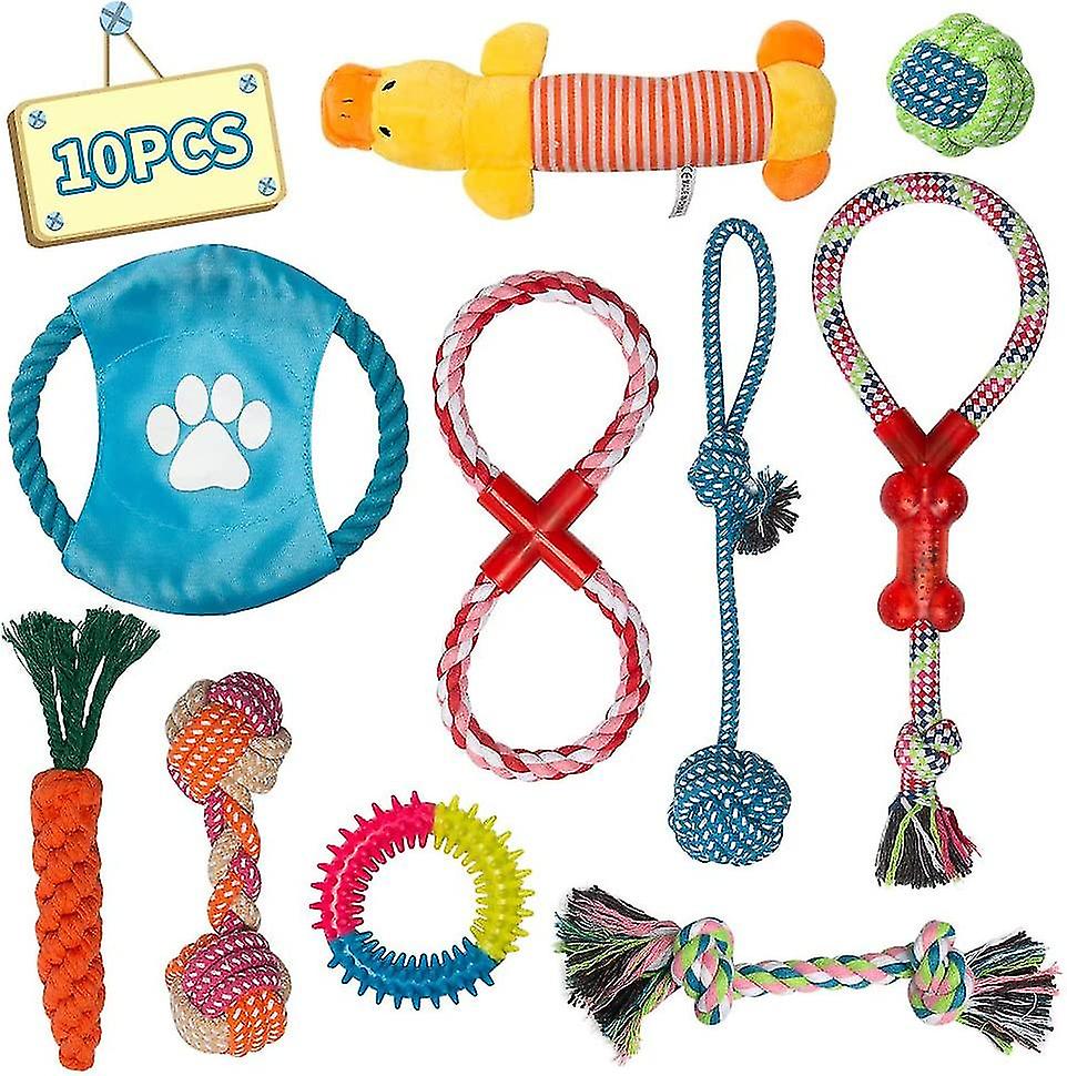 Dog Toys Puppy Toys From 8 Weeks Puppy Chew Toys Natural Cotton Interactive 10pcs Dog Rope Toys Indestructible Tough Puppy Chew Toys For Small Puppy S