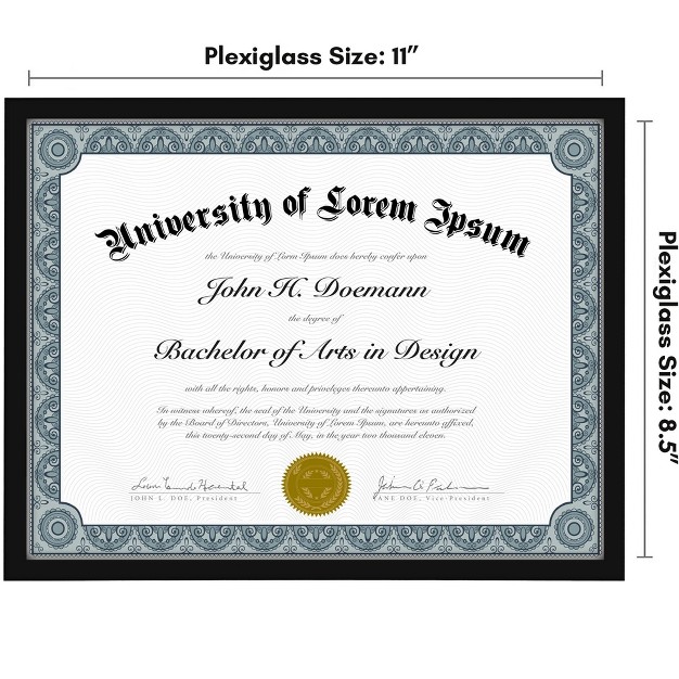 Americanflat 8 5x11 Thin Border Diploma Frame Shatter resistant Glass Front Cover Black