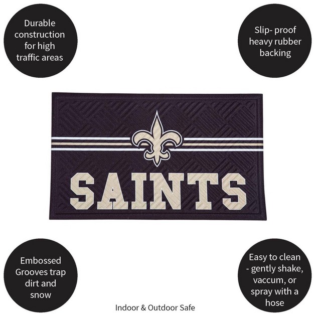 Evergreen Nfl New Orleans Saints Embossed Mat Cross Hatch Indoor And Outdoor Doormat