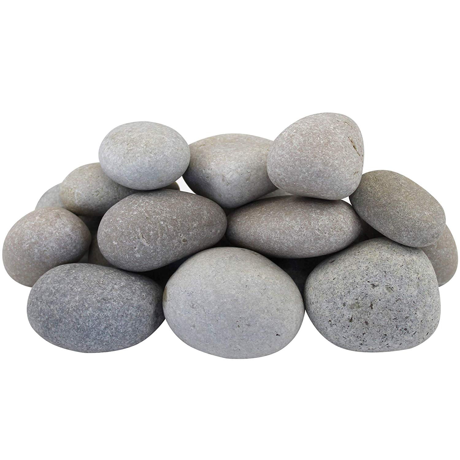 Rainforest Outdoor Decorative Natural Stone, Beach Pebbles, Grey and Tan, 1-3