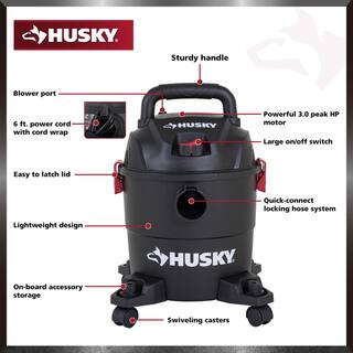 Husky 4 Gal. Poly WetDry Vac with Filter Hose and Accessories AT18303P-4A