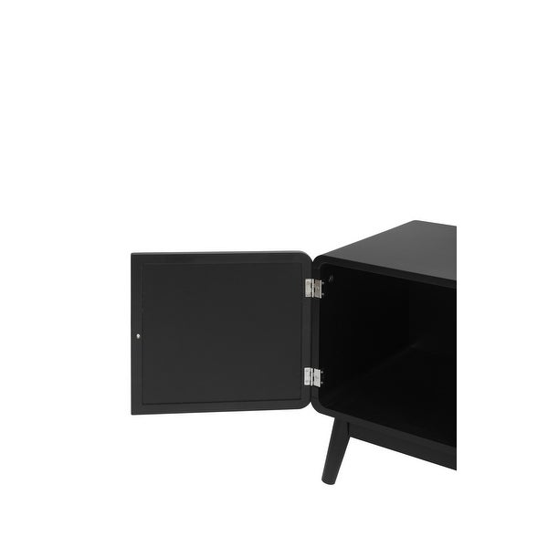 JASIWAY Modern TV Stand with Rattan Door， Black