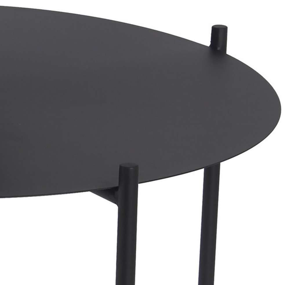 Benzara BM263044 2 Tier Accent Table With Round Metal Top  Brown   Transitional   Coffee Tables   by Uber Bazaar  Houzz