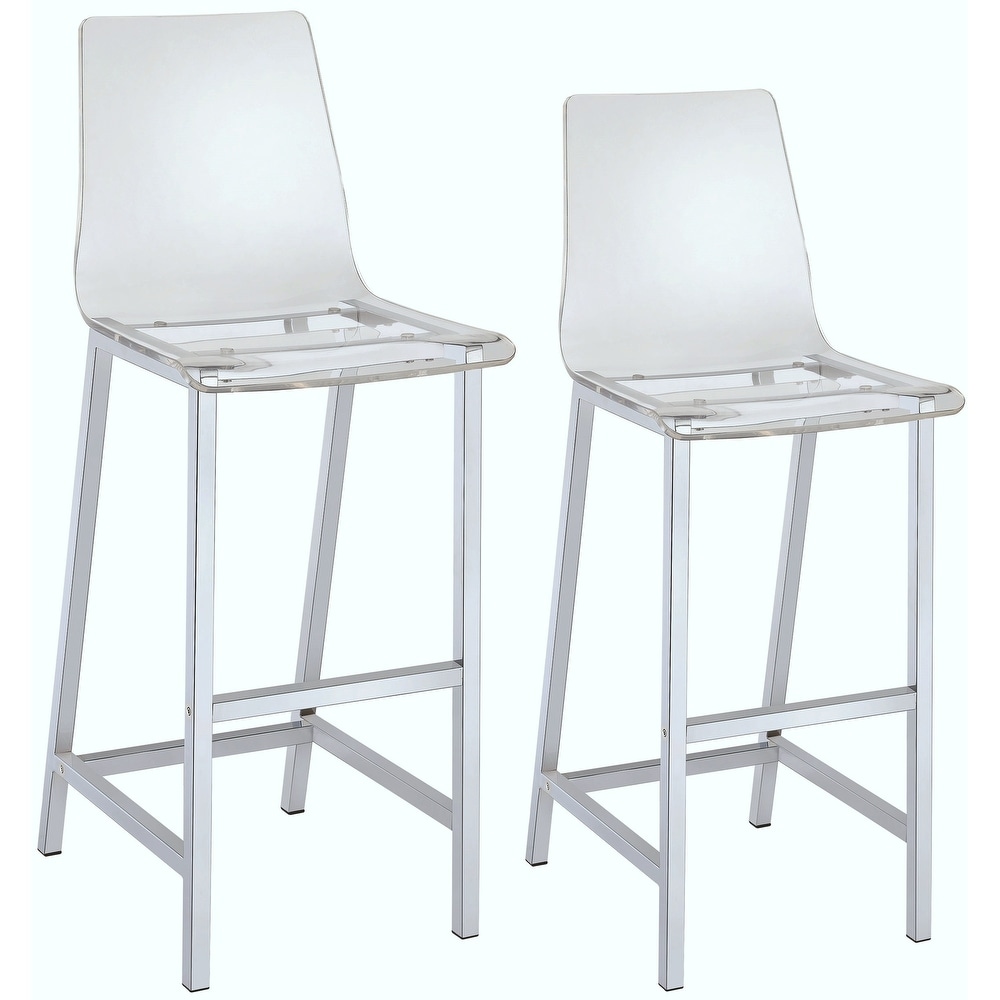 Melaney Art Deco Sleek Design Clear Acrylic Dining Stools (Set of 2)