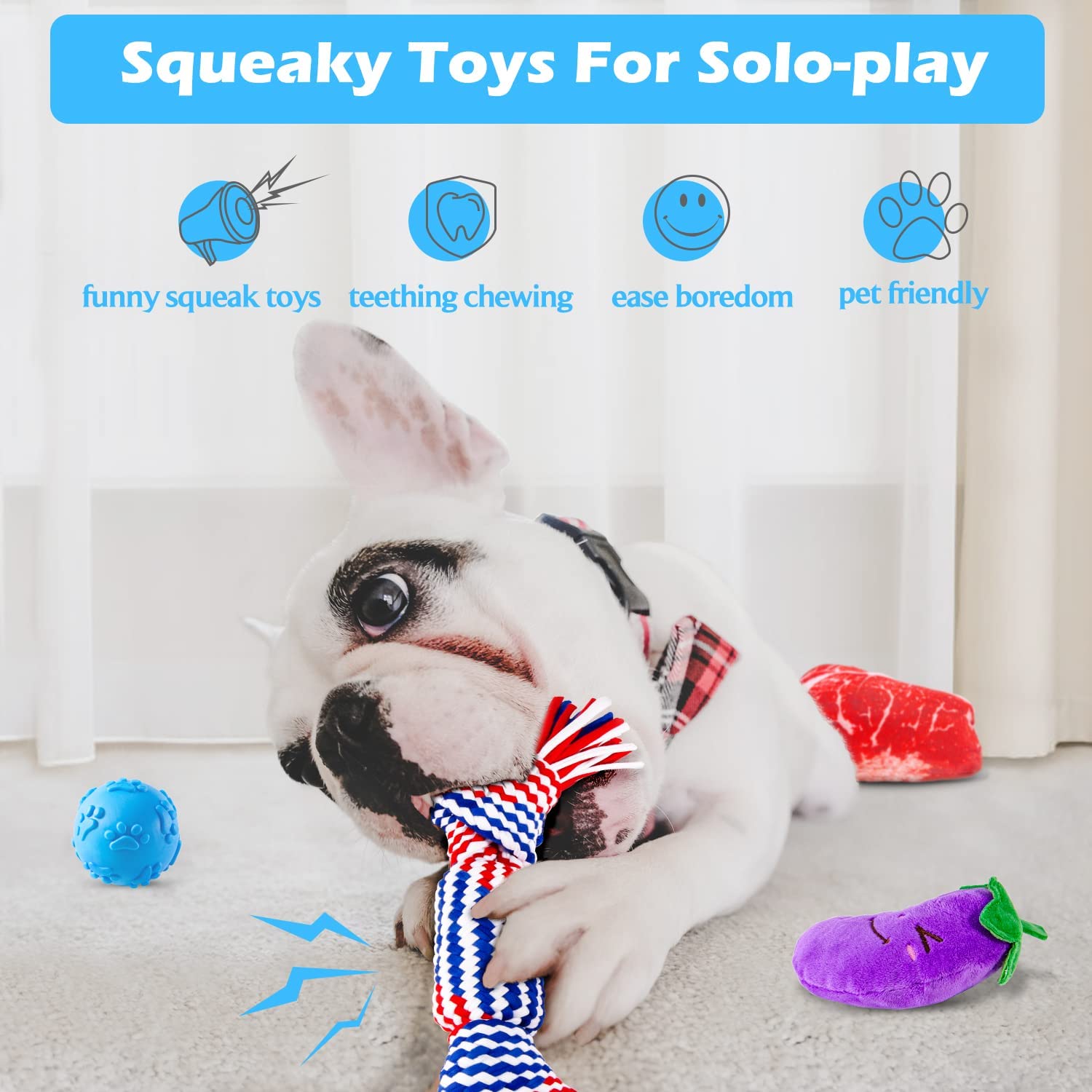 Heibizi Puppy Toys for Teething Small Dogs， Dog Toys for Small Dogs， Puppy Teething Chew Toys， Small Dog Toys Pack with Stuffed Squeaky Toys， Dog Ball， Ring Toy， Rope Toy， Dog