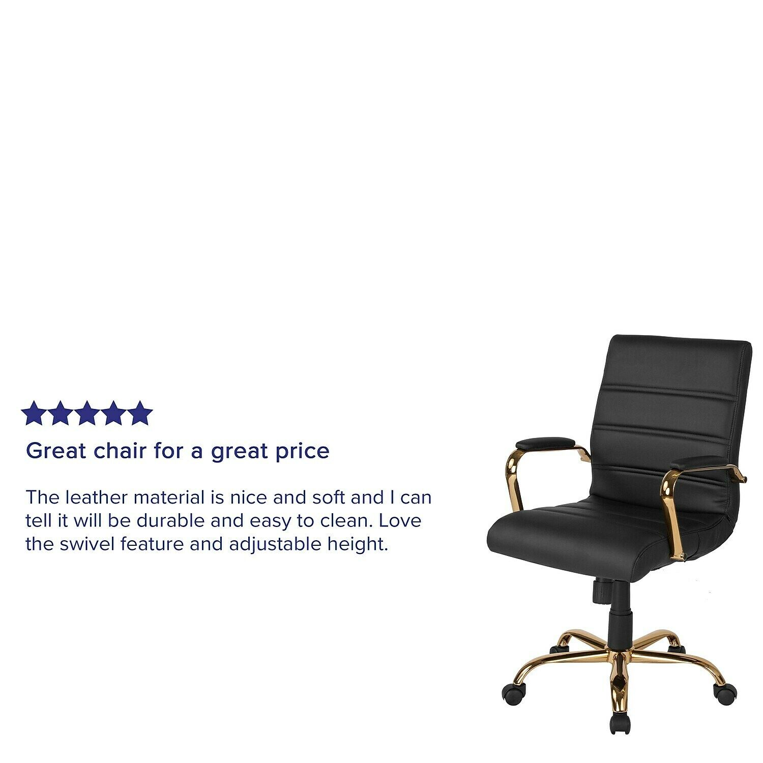 Flash Furniture Black Leather/Gold Frame Office/Desk Chair