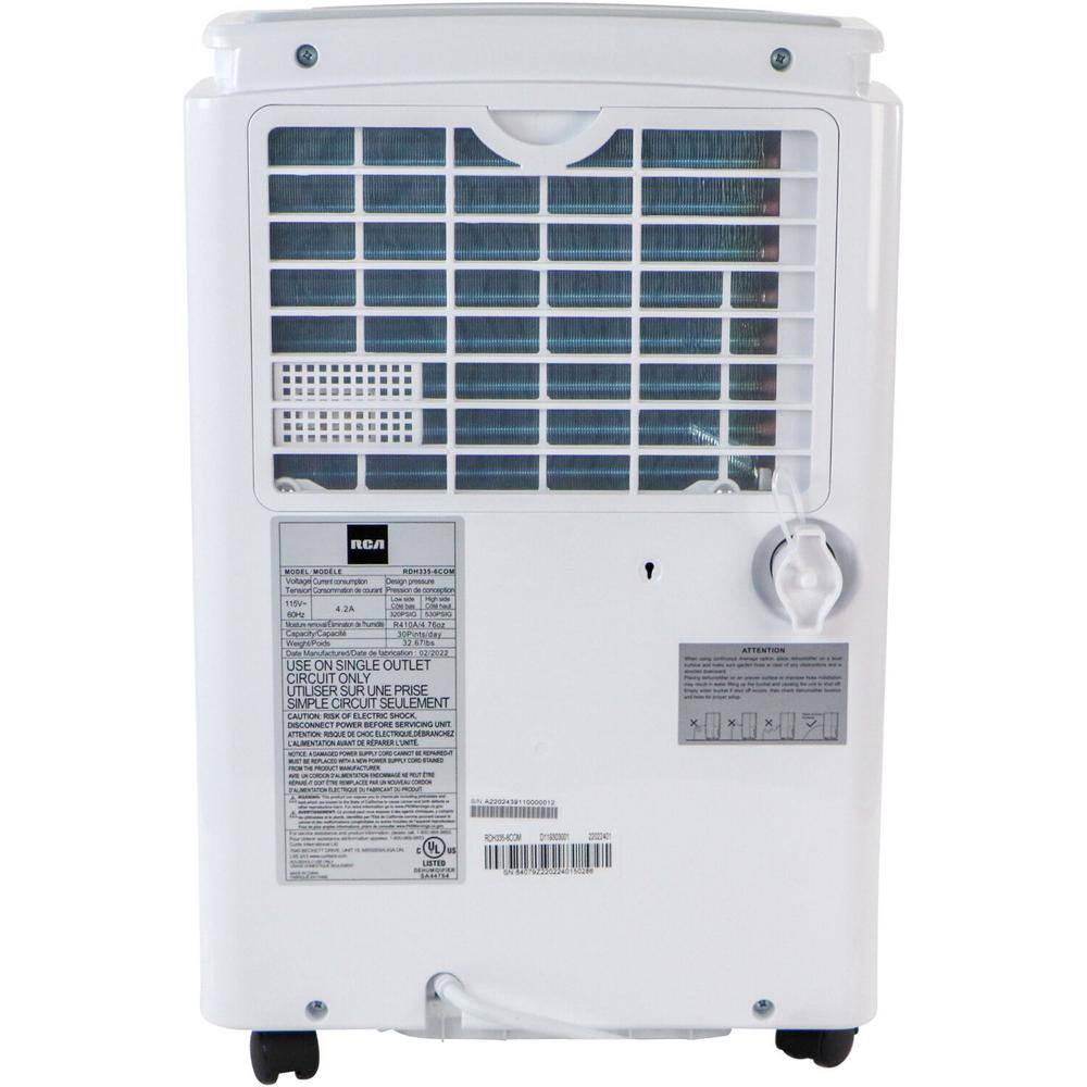 RCA 50 pt. up to 400 sq.ft. Dehumidifier with Built in Pump in White RDHP550-6COM