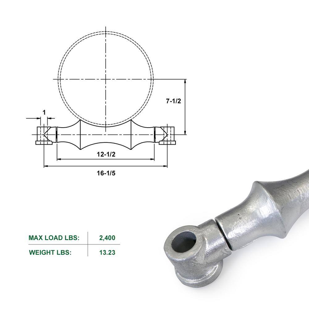 The Plumber's Choice 12 in. Galvanized Steel Hot Dipped Double Rod Pipe Roller with Sockets (5-Pack) IE12-ISTB-5