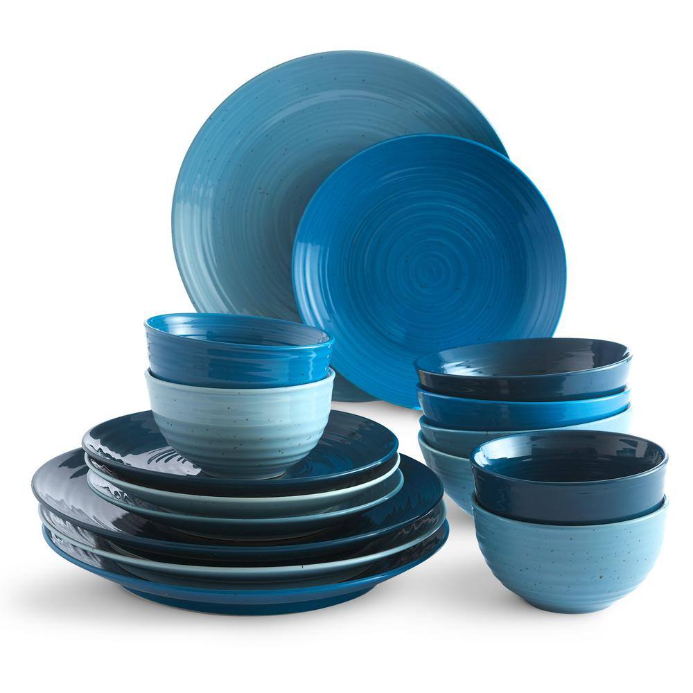 Sango Siterra 16-Piece Casual Ocean Blue Dinnerware Set (Service for 4) 4277MX800ACY46