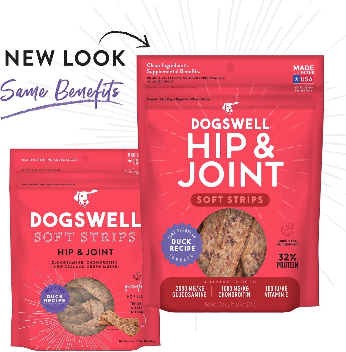 Dogswell Soft Strips Hip and Joint Duck Recipe Grain-Free Dog Treats