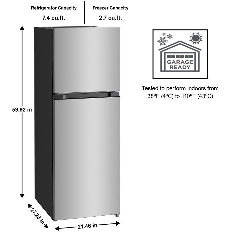 Vissani 10.1 cu. ft. Top Freezer Refrigerator in Stainless Steel Look MDTF10SS