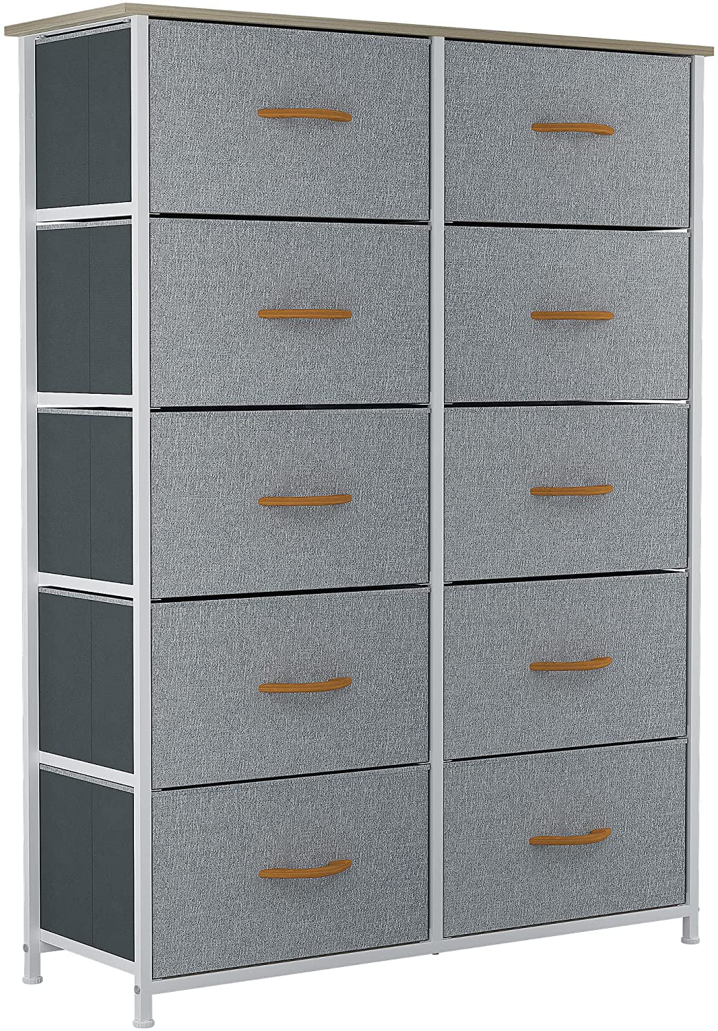 YITAHOME 10 Drawers Dresser Fabric Storage Tower Cabinet Bin Storage Organizer for Closets Bedrooms Kids Room, Gray