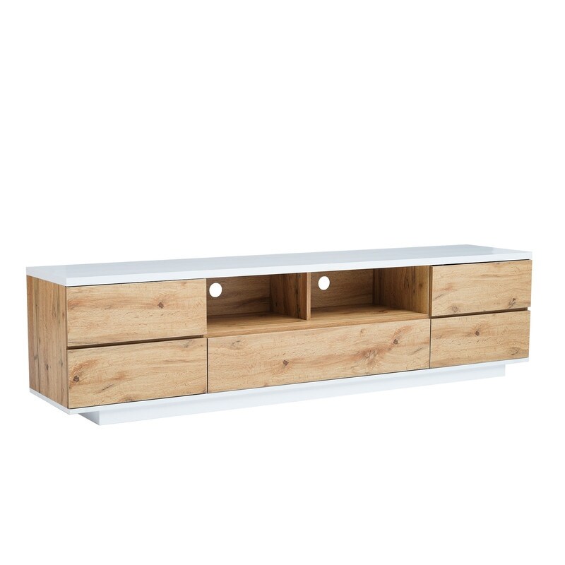 Modern Media Console Table for TVs up to 80''  White+Natural