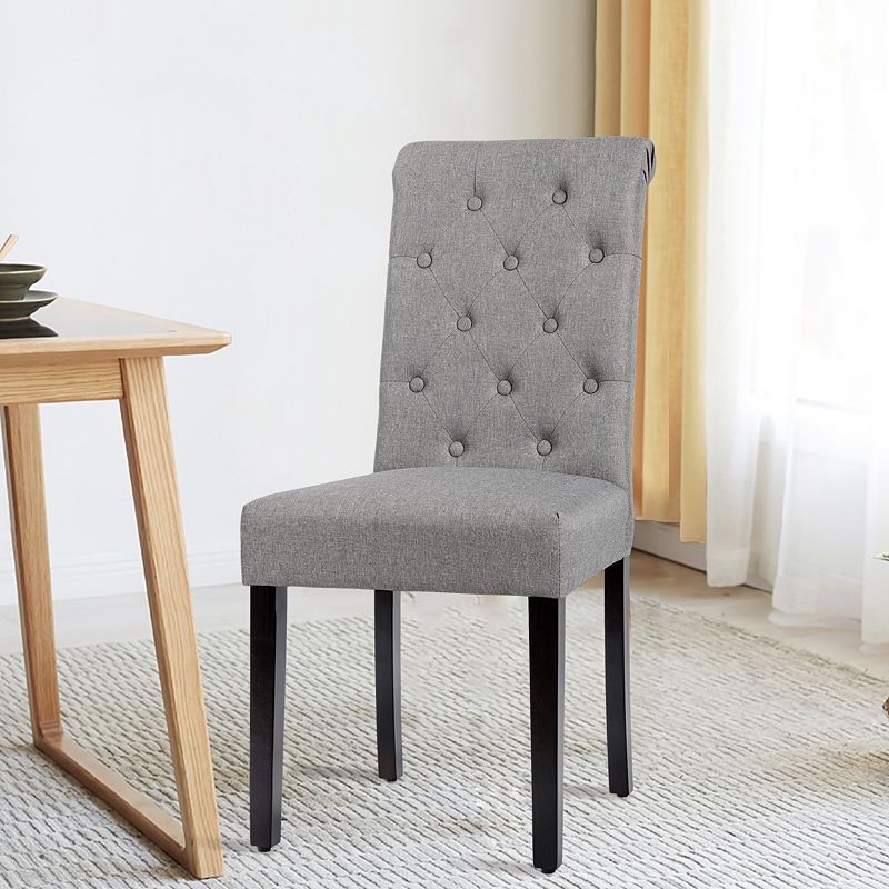 2 Pieces Tufted Dining Chair Set with Adjustable Anti-Slip Foot Pads