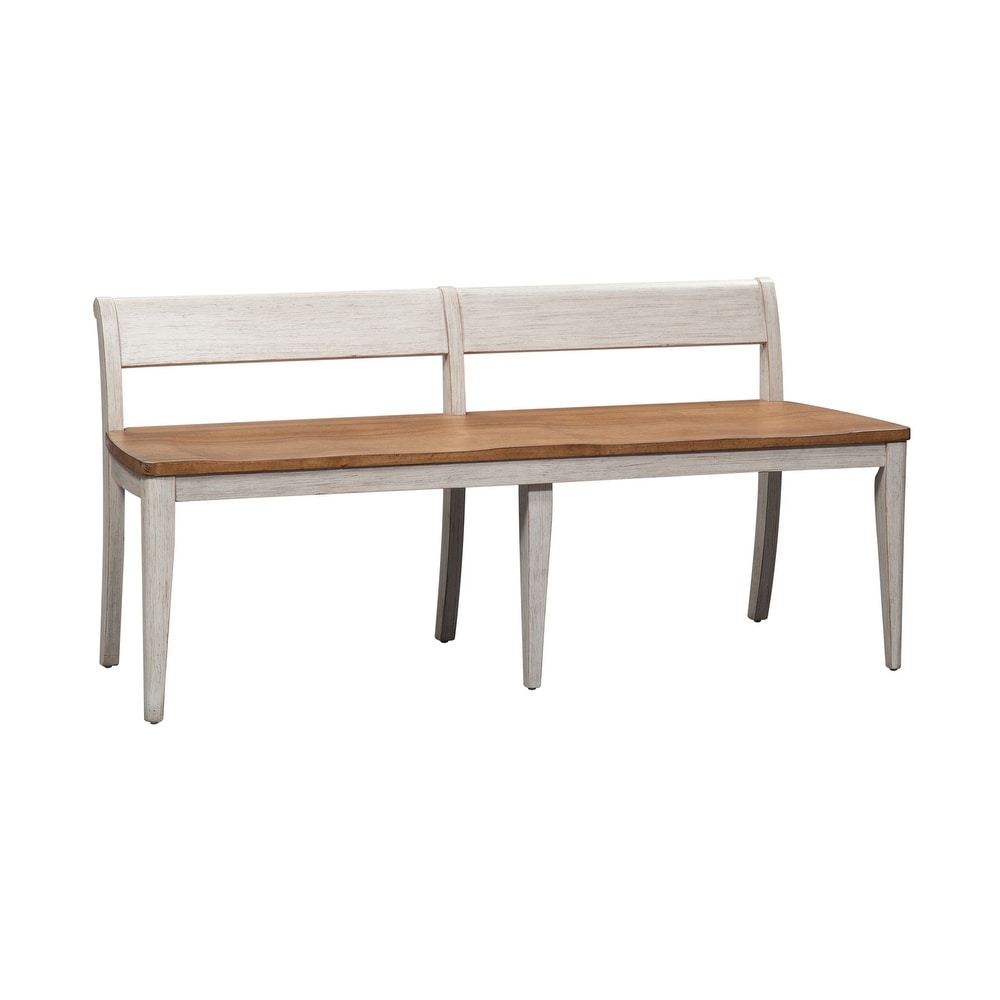 Farmhouse Reimagined Antique White and Chestnut Bench