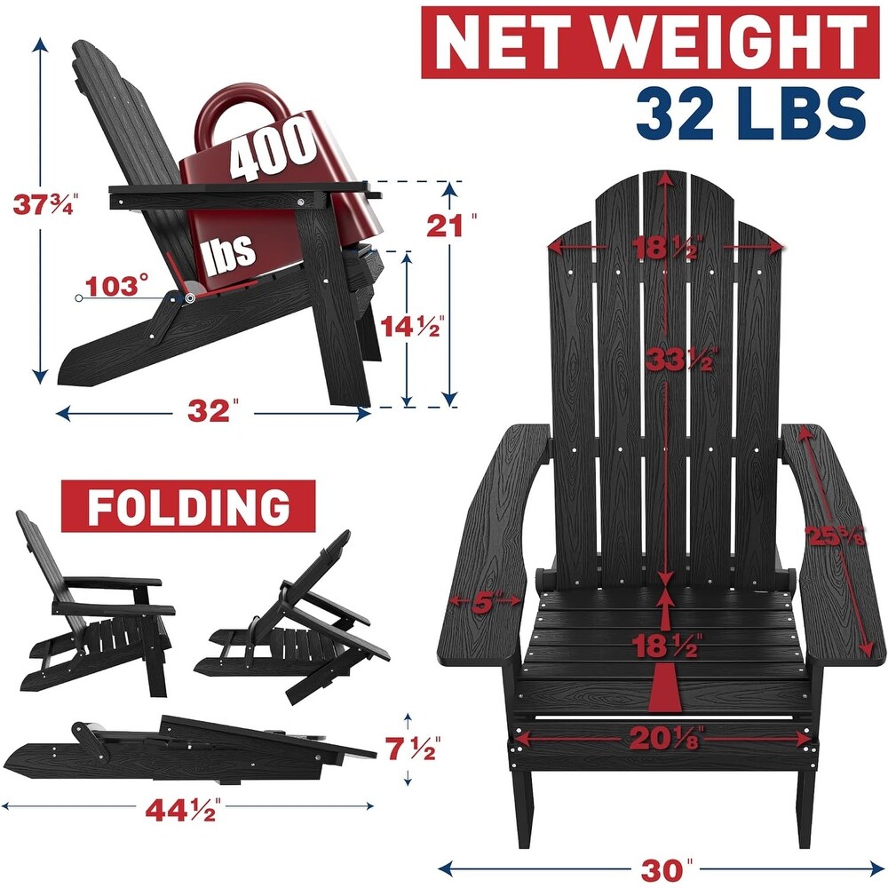 WINSOON  Weather HIPS Outdoor Folding Adirondack Chair Outdoor Garden Patio Chair