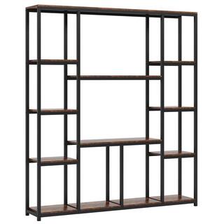 BYBLIGHT 70.86 in. Brown Practical Board 12-Shelf Etagere Bookcase with Storage and Industrial Style Display Shelves BB-XX1199YY