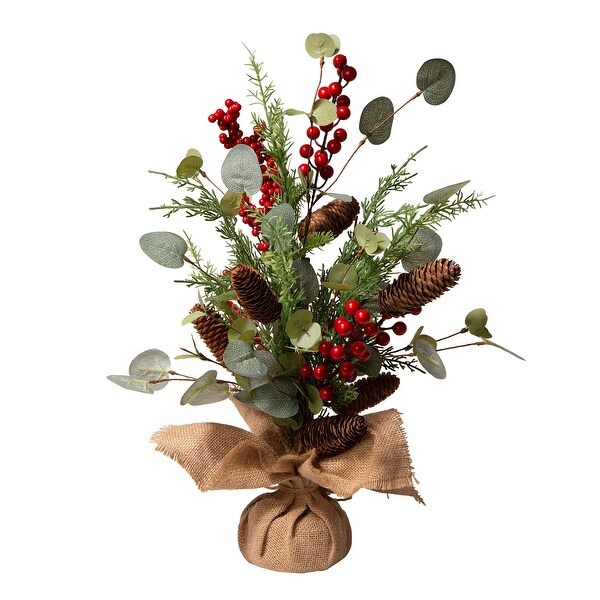 Glitzhome 20H Christmas Floral Table Tree Decor