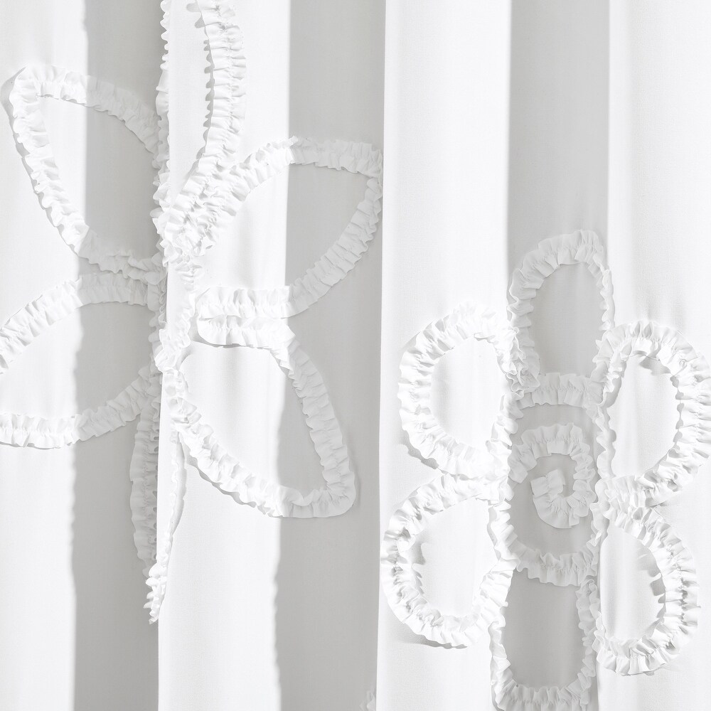 Lush Decor Ruffle Flower Window Curtain Panel Pair   84\