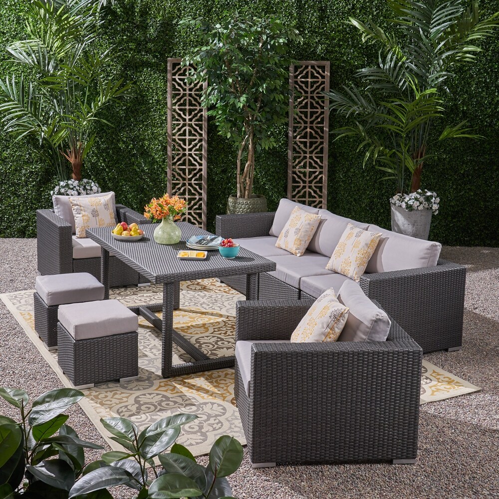 Santa Rosa PE Wicker/ Aluminum Outdoor 7 Seat Sofa Dining Set by Christopher Knight Home