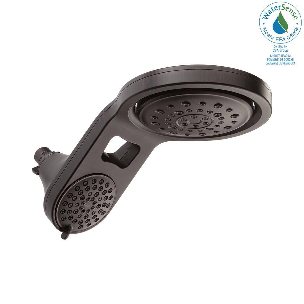 Delta HydroRain 5-Spray Patterns 1.75 GPM 7.88 in. Wall Mount Dual Shower Heads in Venetian Bronze 58580-RB-PK