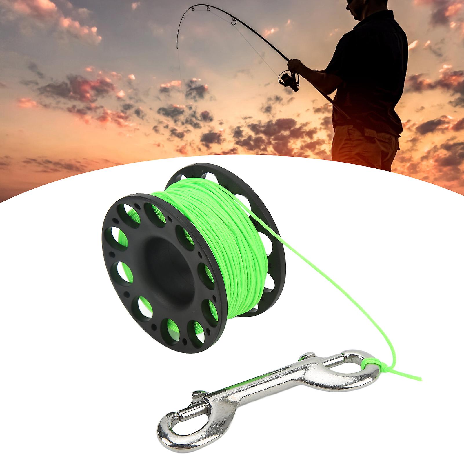 98ft Scuba Diving Reel， Large Finger Reel Double-ended Bolt Snap Clip For Spearfishing， Snorkeling Underwater Diving_x000d_[black]