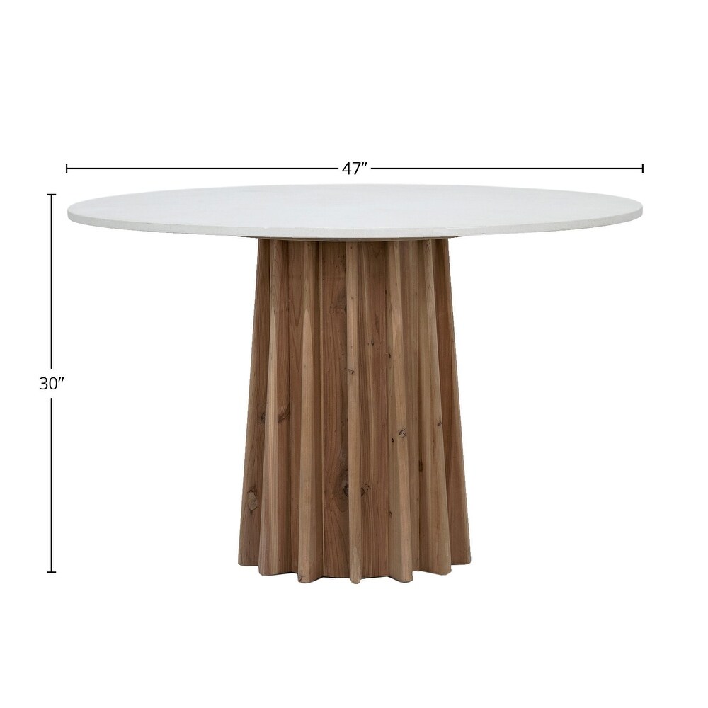 Aletha 47 inch Diameter Round Concrete   Reclaimed Pine Pedestal Dining Table