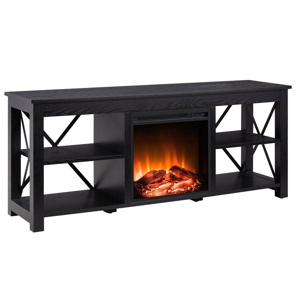 Sawyer TV Stand with Log Fireplace Insert