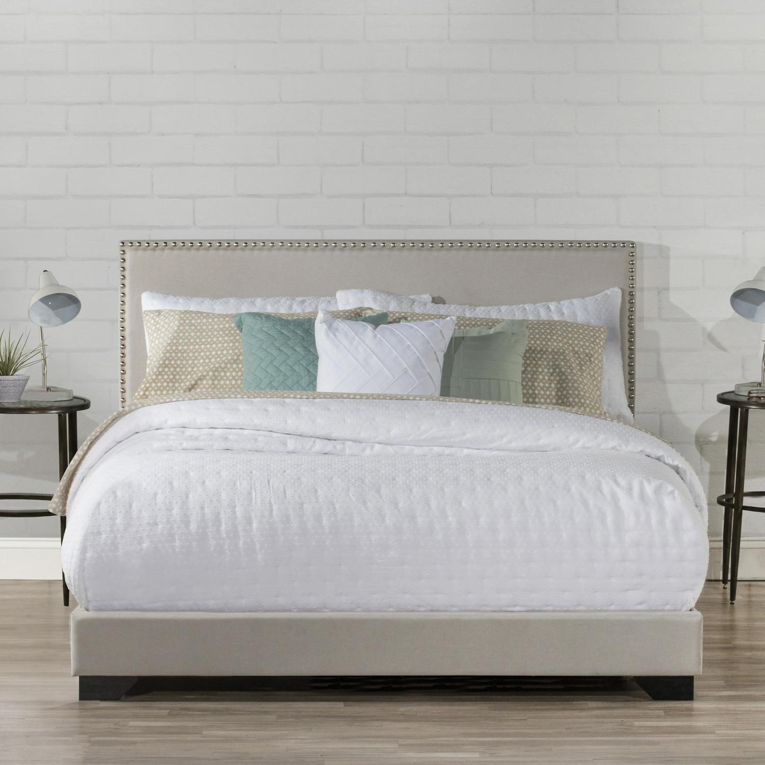 Willow Nailhead Trim Upholstered Queen Bed Fog  Crowdfused