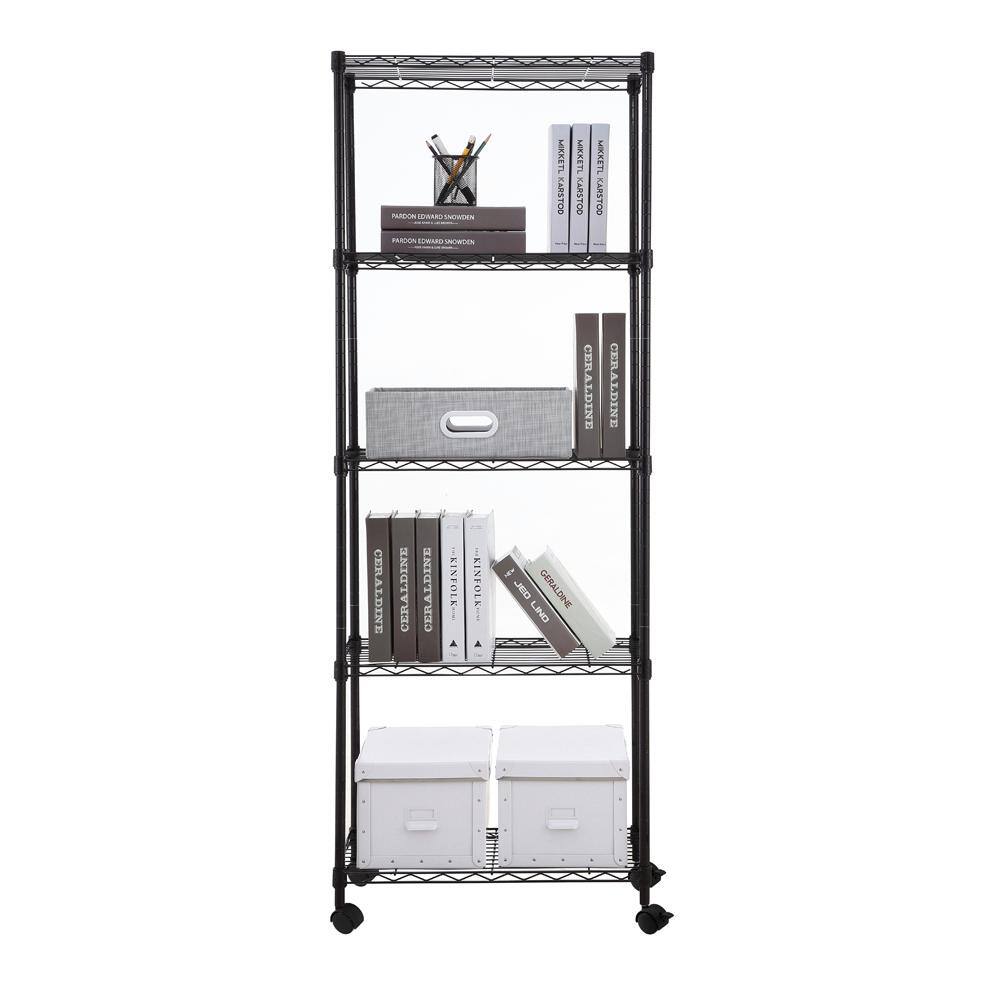 mzg Black Coating 5-Tier Steel Garage Storage Utility Wire Shelving Unit with 4-Casters (14 in. x 30 in. x 59 in.) E3575150OK501AC