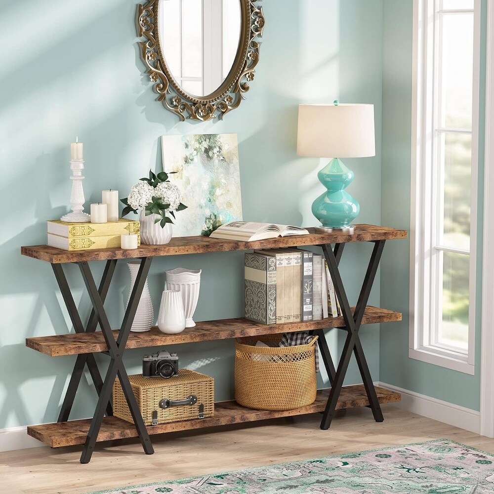 70.9'' Console Table Sofa Table with 3 Tier Shelves