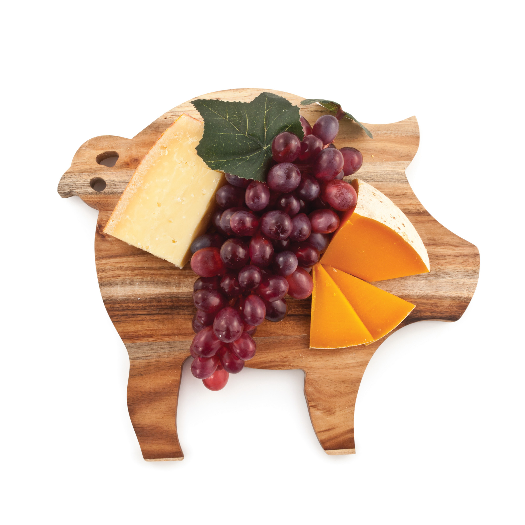 Twine Rustic Farmhouse Pig Acacia Wood Cheese Board in Natural Wood