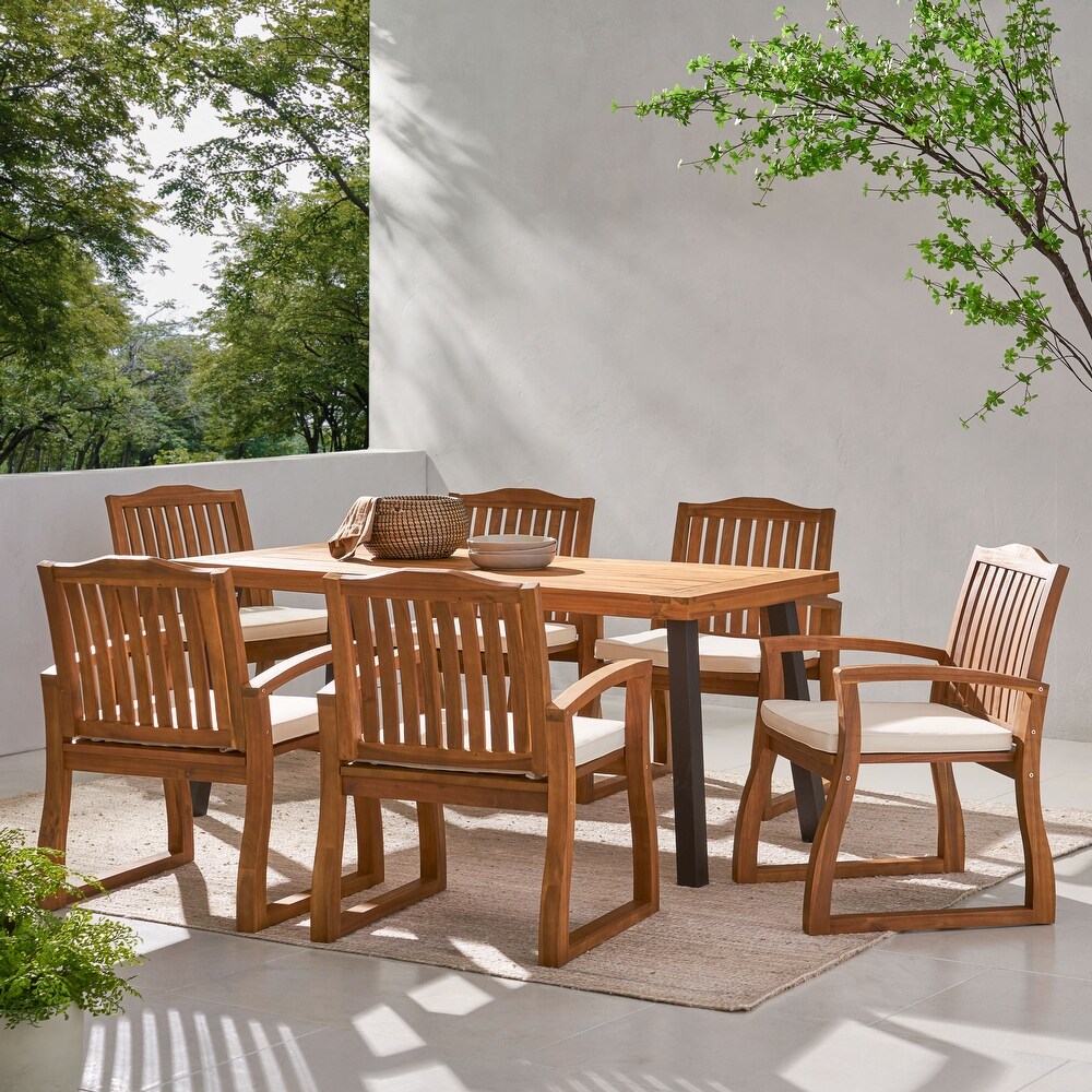 Della Outdoor 7 piece Wood Dining Set by Christopher Knight Home