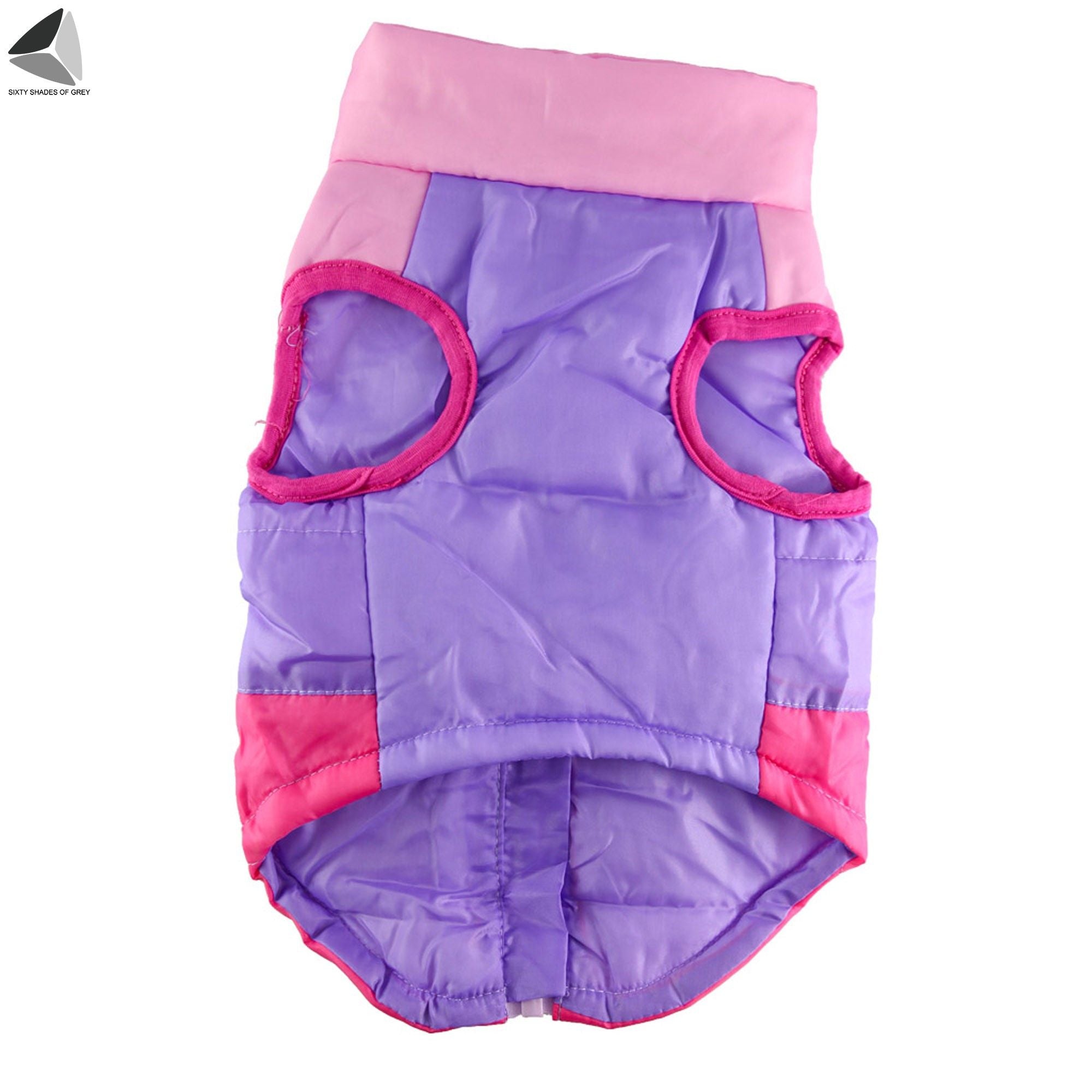 Sixtyshades Winter Warm Dog Jackets Waterproof Padded Zipper Dog Vest Coats Pet Clothes for Small Medium Dogs (L， Purple + Rose Red)