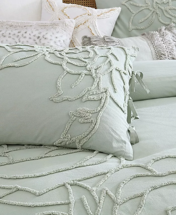 Peri Home Chenille Rose Green 3 Piece Comforter Set， Full Queen