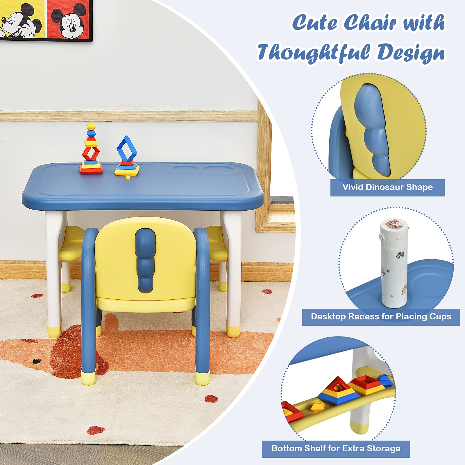 Costzon Kids Table and Chair Set w/Montessori Toys, Kids Activity Table w/Storage Shelf