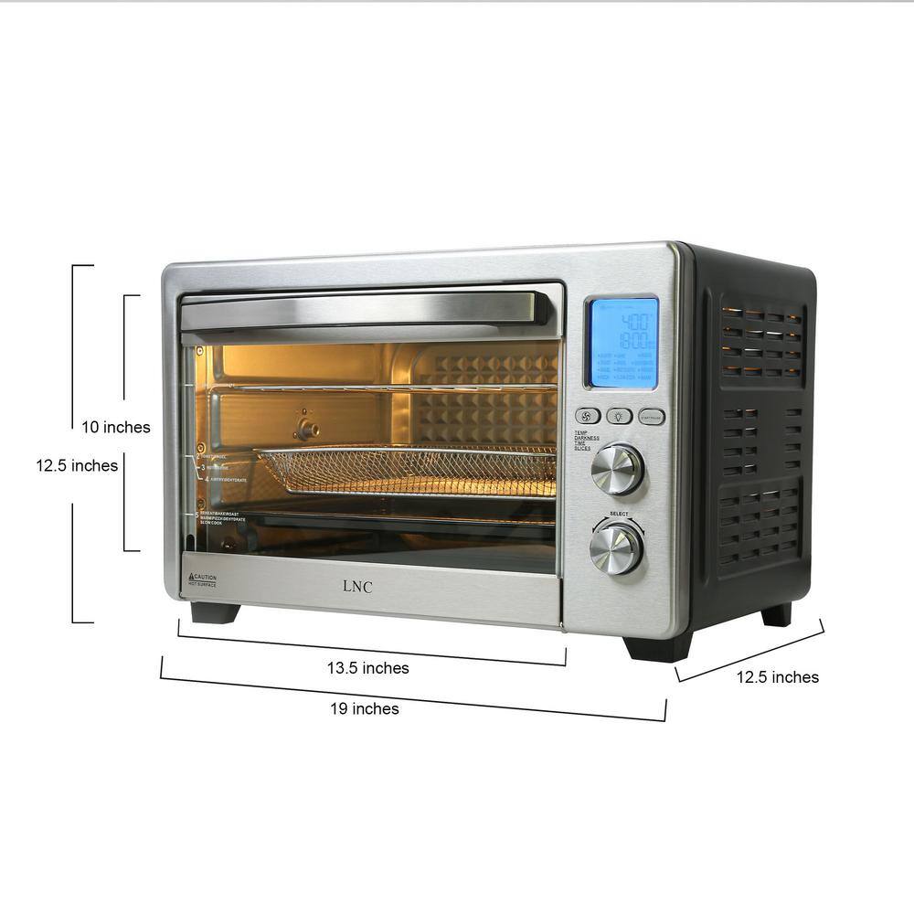 LNC 1750W 6-Slice Black and Stainless Steel Convection Toaster Oven with 12-Cook Modes and LCD Digital Screen FAFA2EHD1000B78