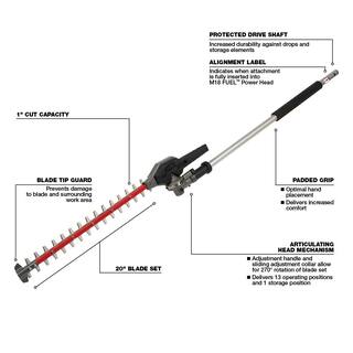 MW M18 FUEL QUIK-LOK 8 in. Edger Attachment and M18 FUEL QUIK-LOK Hedge Trimmer Attachment (2-Tool) 49-16-2718-49-16-2719