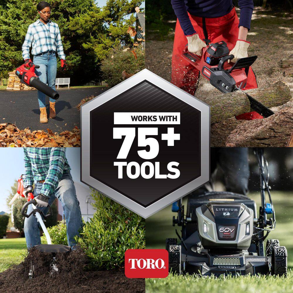 Toro 21323 21in. Recycler SmartStow 60-Volt Lithium-Ion Brushless Cordless Battery Walk Behind Push Mower - 4.0 Ah Battery， Charger