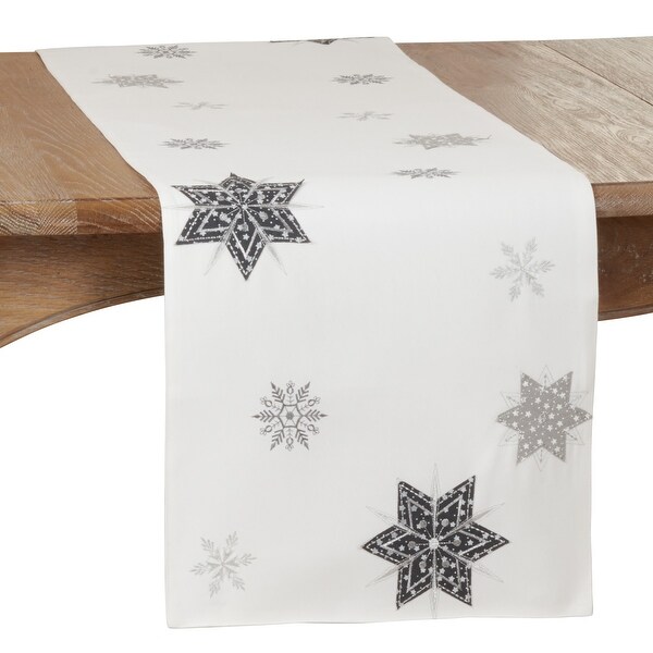 Table Runner With Embroidered Snowflakes Design